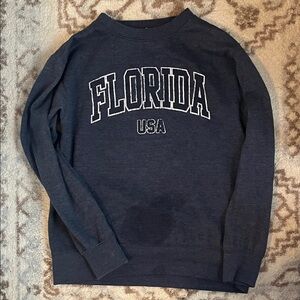 MV Sport Navy Crewneck Sweatshirt with White Florida USA Lettering
